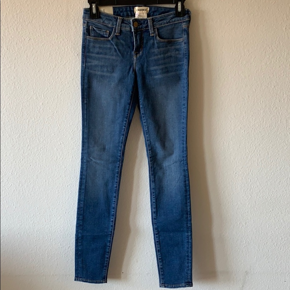 L’agence skinny light wash denim jeans